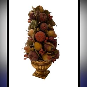 Vibrant Faux Fruit Topiary in Gold Vase